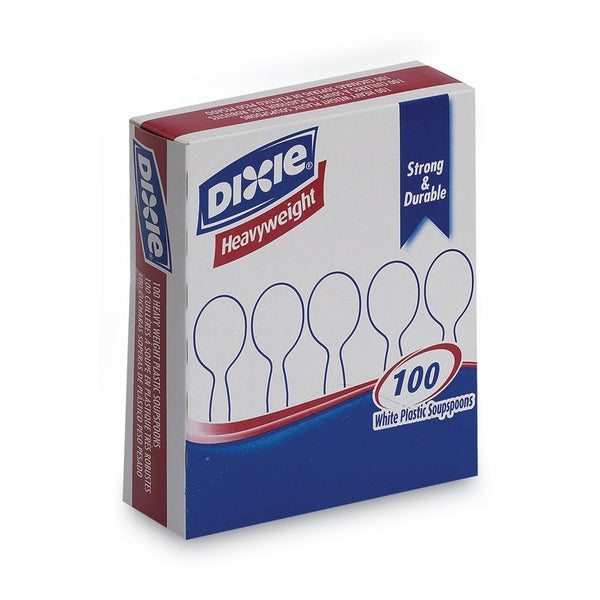 100-PACK OF Cutlery Plastic Dixie SH207 Heavyweight Plastic Soup Spoons - 100 Count White Cutlery for Upscale Dining