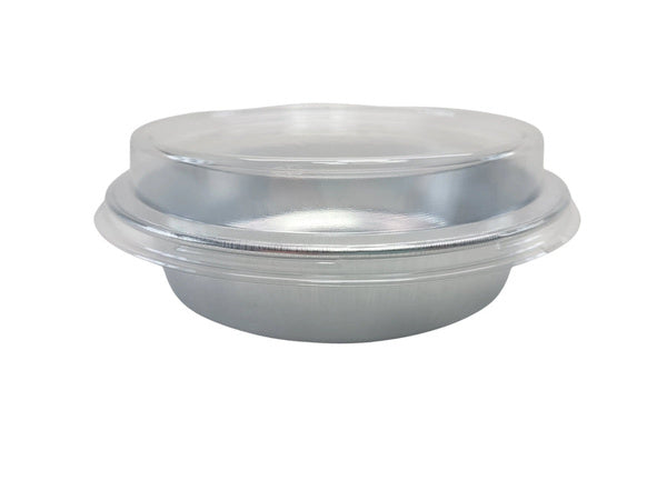 50-PACK OF Handi-Stax 9" Round Gourmet To-Go Take Out Pans with Lids - Silver