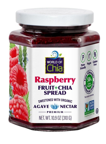 12-PACK OF Fruit Spread Raspberry Fruit + Chia Premium, Space Enterprises (World of Chia)