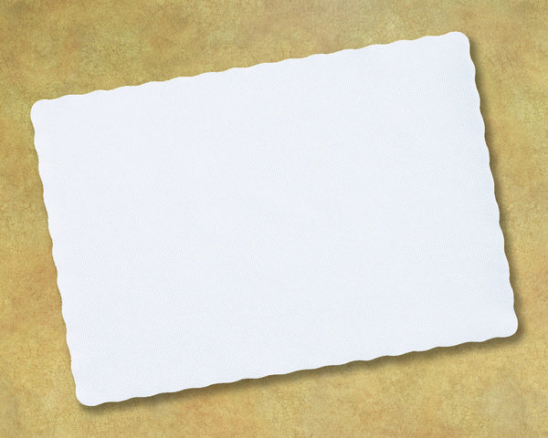 1000-PACK OF PLACEMAT PAPER SCALLOP EMB WHT