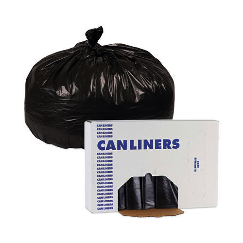 100-PACK OF Boardwalk H7658WKK Industrial Flat Pack Can Liners - 60 Gallon, 1.7 mil Low Density, 38 in. x 58 in., Black (100 Count)
