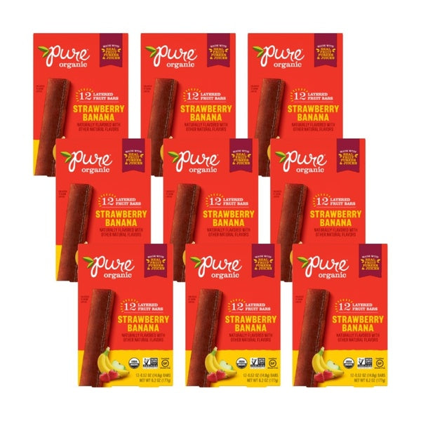 9-PACK OF Bar Fruit Strawberry Banana Pure Organic 6.2 oz