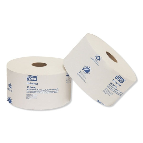 12-PACK OF Tork 160090 Universal 2-Ply Septic Safe High Capacity Bath Tissue with OptiCore Technology - White (12 Rolls Per Carton)