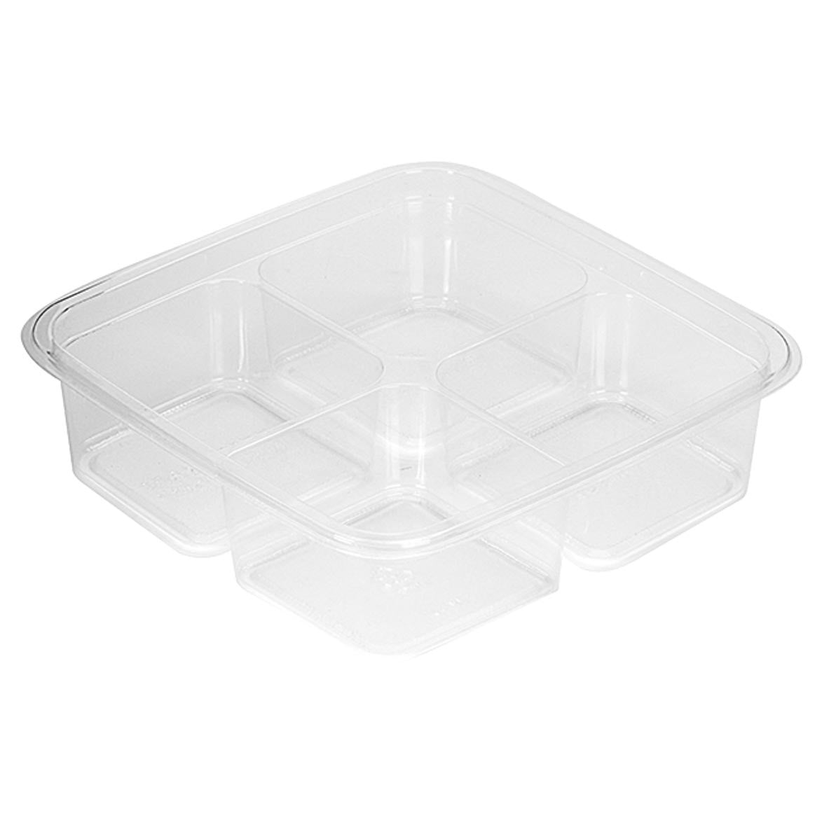300-PACK OF CONTAINER TOGO 4-Compt Shallow Greenware Compostable PLA On-The-Go Containers | 6x6" | 300 count