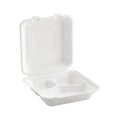 200-PACK OF Earth Smart™ 9 x 9 x 3 Molded Fiber 3 Compartment Hinged Take Out Container