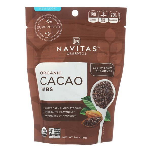 12-PACK OF Cacao Nibs Raw Navitas Organics Pwrsnack 4 oz