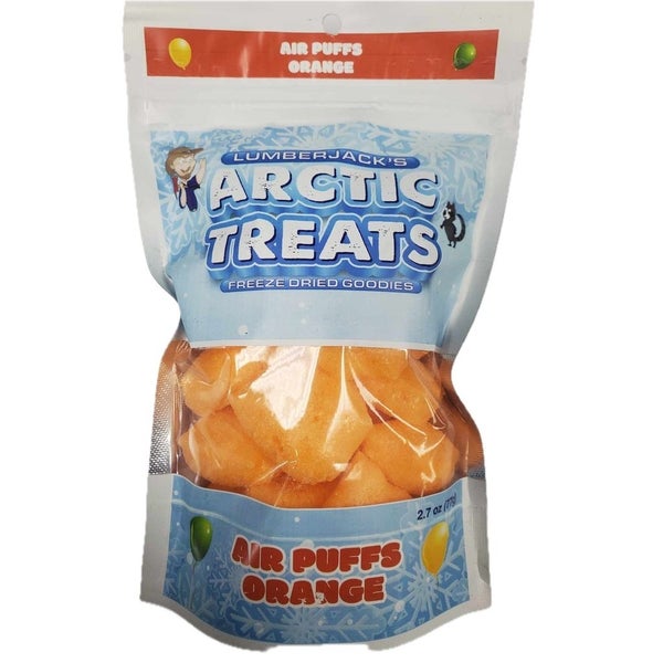 6-PACK OF Candy Freeze Dried Air Puffs Orange, Lumberjack's Arctic Treats