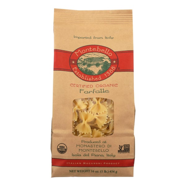 12-PACK OF Pasta Farfalle Organic Montebello 1 lb