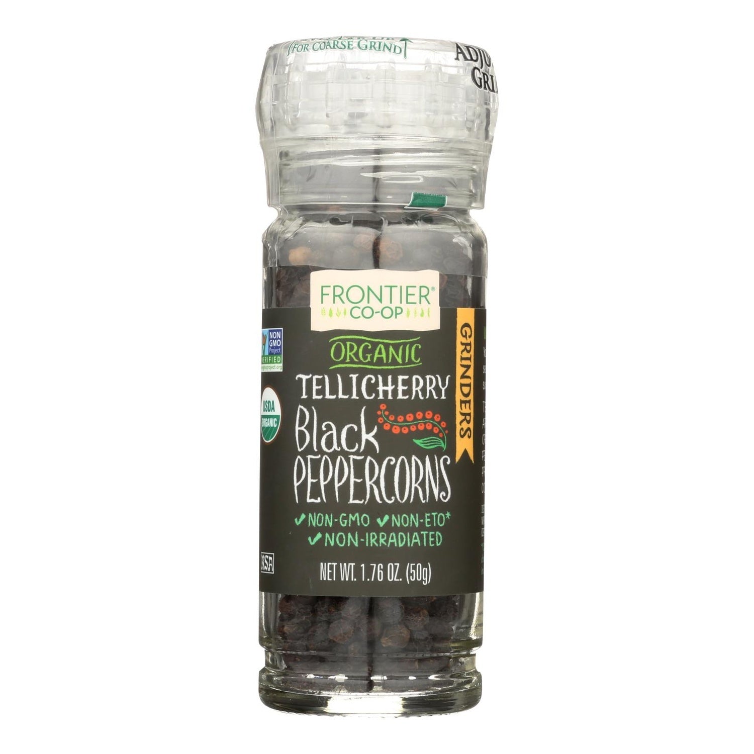 6-PACK OF SPICE PEPPERCORN WHOLE BLACK TELLICHERRY WITH GRINDER