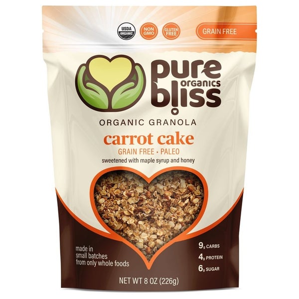 6-PACK OF Organic Granola Carrot Cake Paleo, Pure Bliss Organics