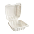 300-PACK OF 6 x 6 x 3 MFPP 1 Compartment Hinged Take Out Container White