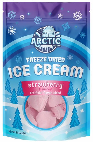 12-PACK OF Candy, Freeze Dried Ice Cream - Strawberry, Arctic Farms