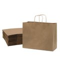 25-PACK OF Bag Paper 16x6x12 Inch 25 Count Brown 120 GSM Large Prime Line Packaging Kraft Paper Bags with Handles, Shopping Bags for Small Business, Restaurant, Retail, Delivery, in Bulk