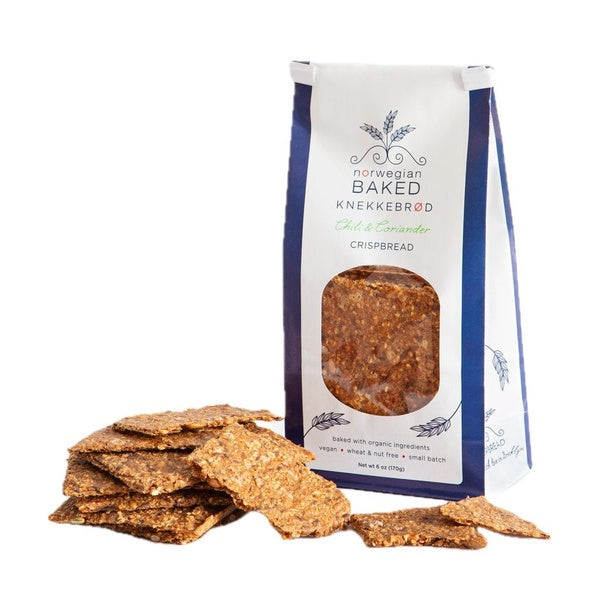 12-PACK OF Crackers Knekkebrod Chili & Coriander, Norwegian Baked