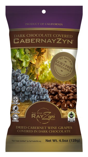 8-PACK OF Snack Raisin Chocolate Covered Dark Chocolate CabernayZyn, Wine Rayzyn