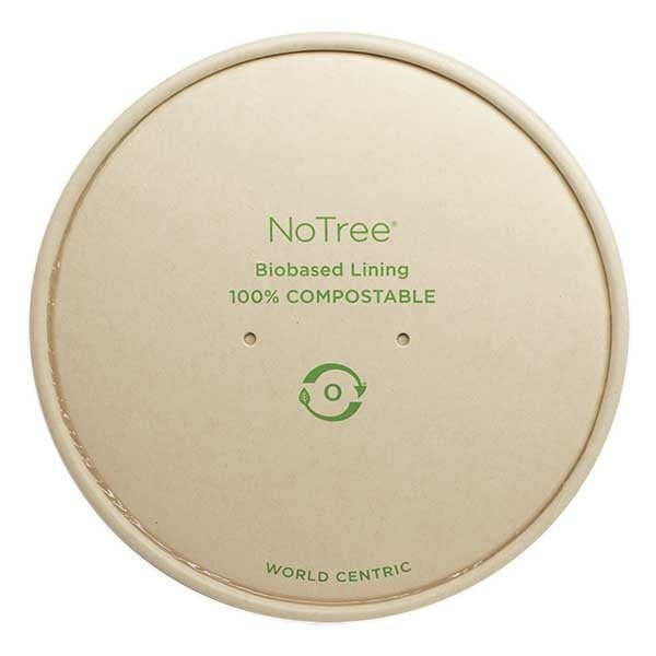 300-PACK OF BOWL CMPSTBL World Centric NoTree Paper Lids | Fits WIDE 24-32 oz World Centric Bowls | 300 Count