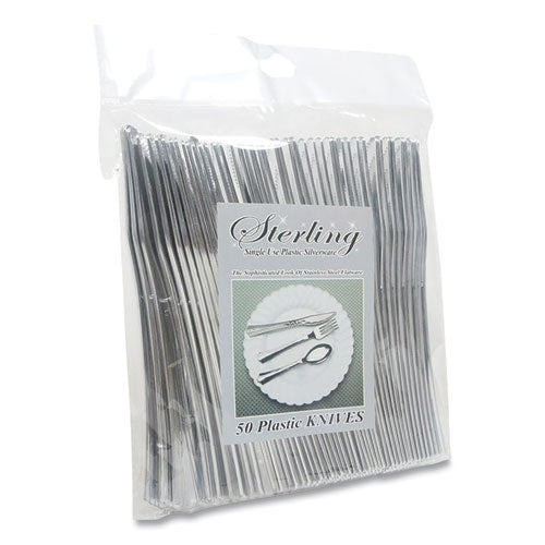 50-PACK OF KNIFE PLASTIC SILVER HOT AND COLD