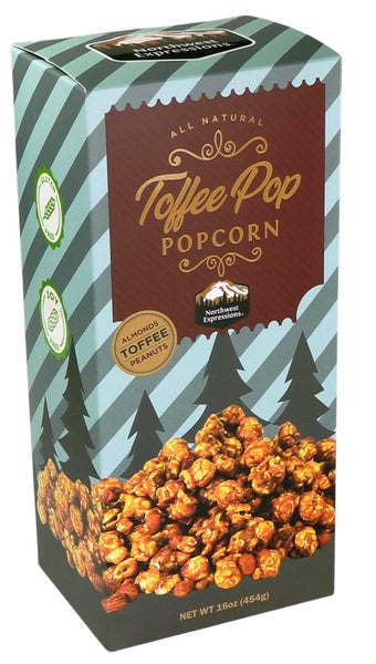 8-PACK OF Popcorn ToffeePop Gourmet 16 oz Gift Box, Northwest Expressions