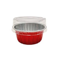2000-PACK OF 4.5 oz. Colored Aluminum Dessert Cup w/ Plastic Stackable Lid - Red
