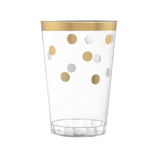 12-PACK OF Tumbler Plastic 12 oz Gold Dots