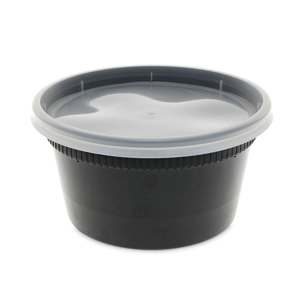 240-PACK OF Container Food Pactiv Corp. YL2512B Newspring 12 oz. Black/Clear Microwavable Container - 4.55 in. Diameter x 2.45 in. Height (240 Count)