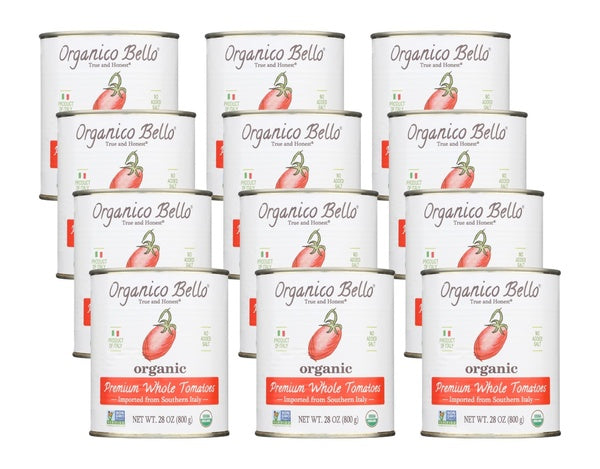 12-PACK OF Tomato Whole Organic Organico Bello 28 oz