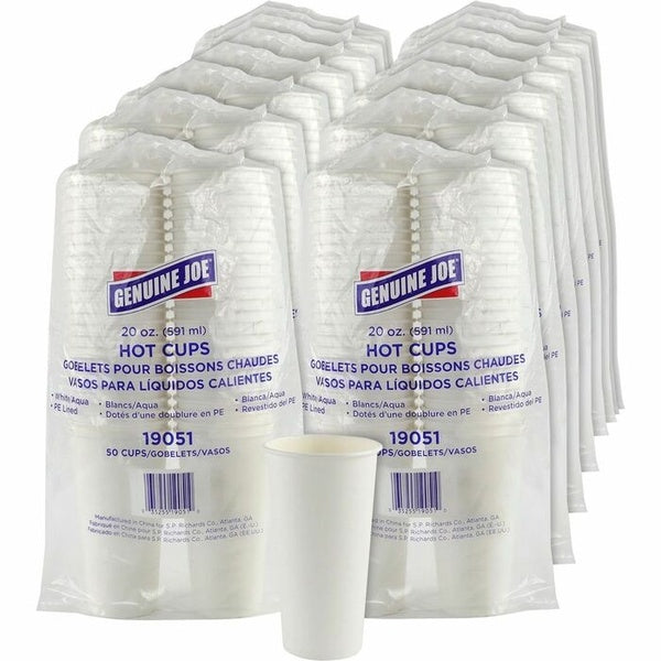 20-PACK OF CUP PAPER WHITE, HOT - 50 CUPS PER PACK -