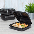 250-PACK OF Container Takeout Karat 250 ct 8''x 8'' Hinged Food Containers | PP | Black