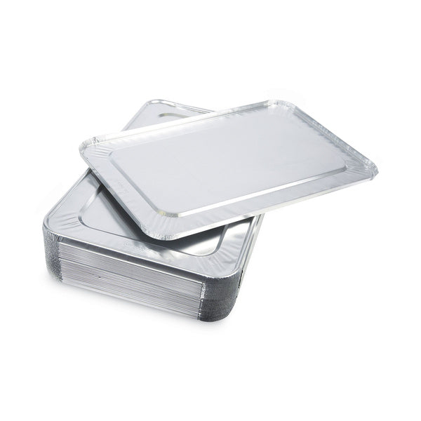 50-PACK OF Boardwalk BWKLIDSTEAMFL 12.88 in. x 20.81 in. x 0.63 in. Aluminum Steam Table Pan Lids (50/Carton)