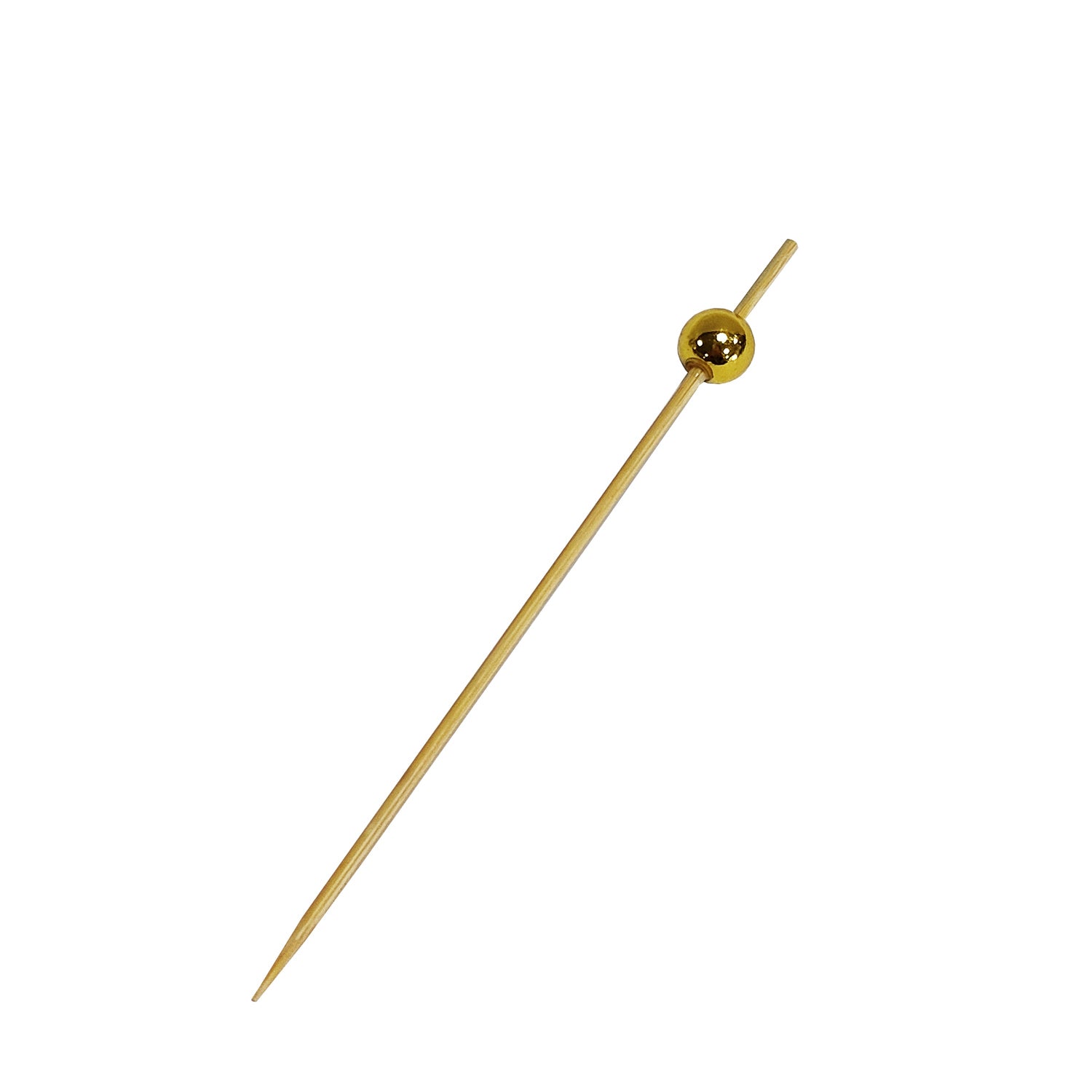 25-PACK OF Pick Bamboo Beaded Gold Ball 4.75“