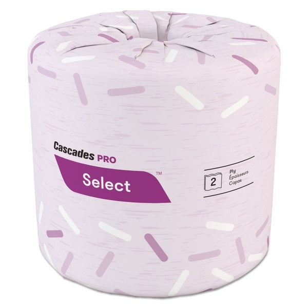 96-PACK OF Tissue Toilet Cascades PRO B040 Premium 2-Ply Bath Tissue - 4 in. x 3.19 in. White Rolls (96 Rolls per Carton) for Restrooms and Public Facilities