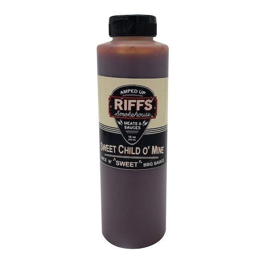9-PACK OF Sweet Child O'Mine Blue Bbq Sauce Bottle Riffs Smokehouse, 9 - 16 Oz