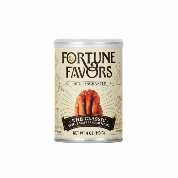 12-PACK OF Snack Nuts Candied Pecans The Classic 4 OZ, Fortune Favors