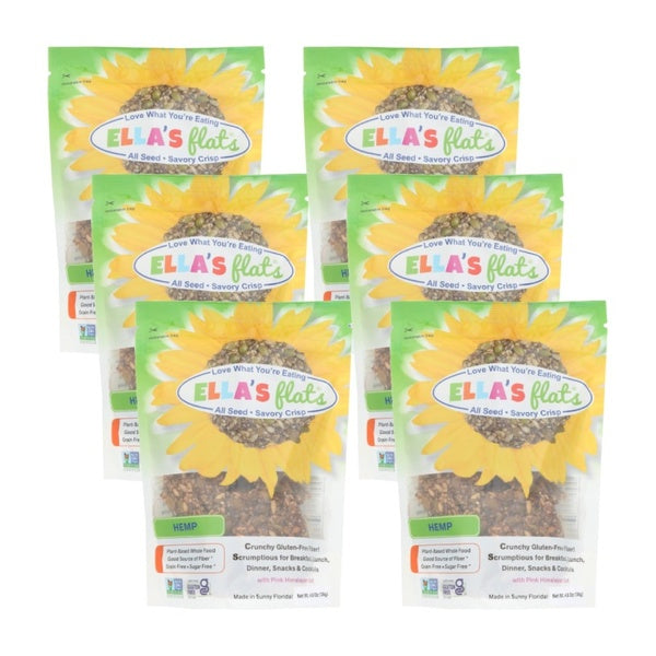 6-PACK OF Cracker Crisp Hemp Ella's Flats 4.8 oz