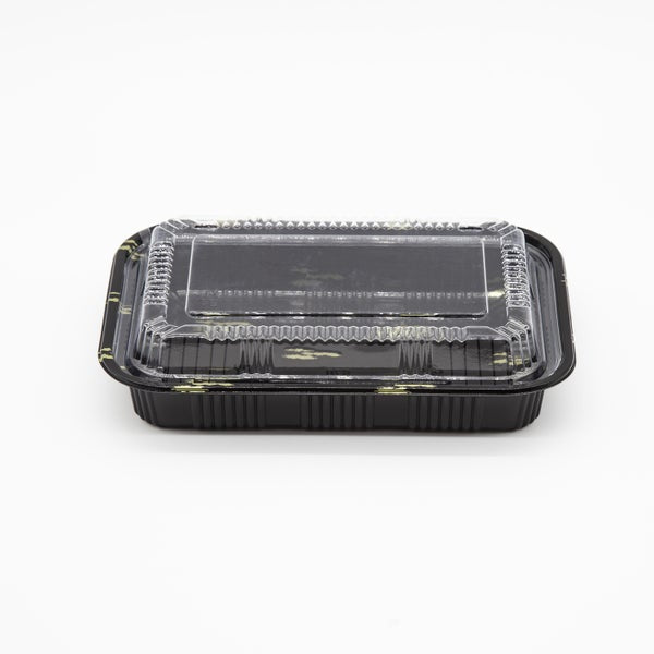 8-PACK OF Container Disp 8.4"x5.8" Black Bento Sushi Rectangular Container w/ Lid 400 Sets