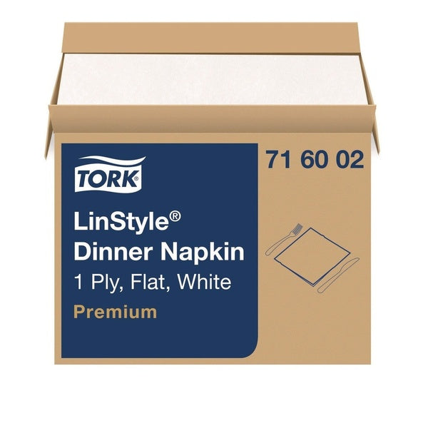 1000-PACK OF Tork 716002 1-Ply 15 x 16 Inch LinStyle Disposable Dinner Napkins - Premium White, 1000 Count