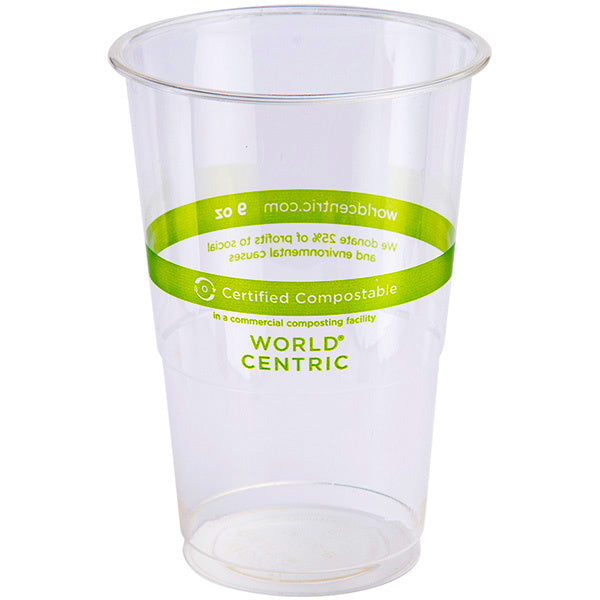 2000-PACK OF Cup Cold 9 oz World Centric Compostable PLA Cold Cups | 2000 count