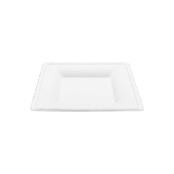 500-PACK OF Plate Square Karat Earth 8”x 8” Molded Fiber Square Plate, PFAS Free, White - 500 pcs