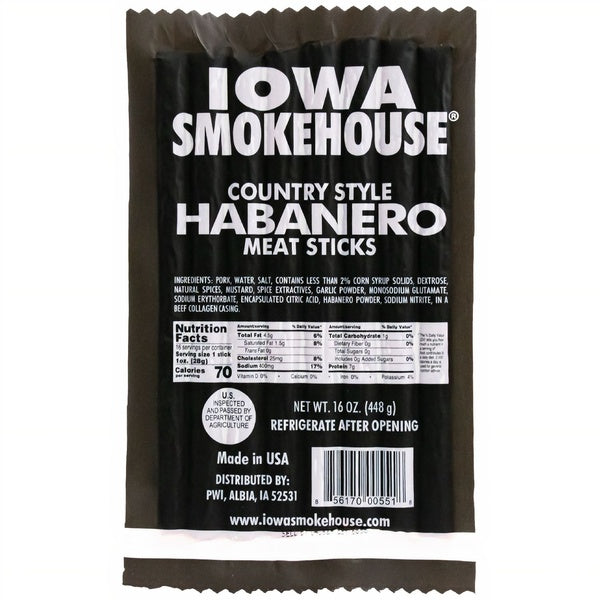 10-PACK OF Meat Sticks Habanero 16 oz, Iowa Smokehouse