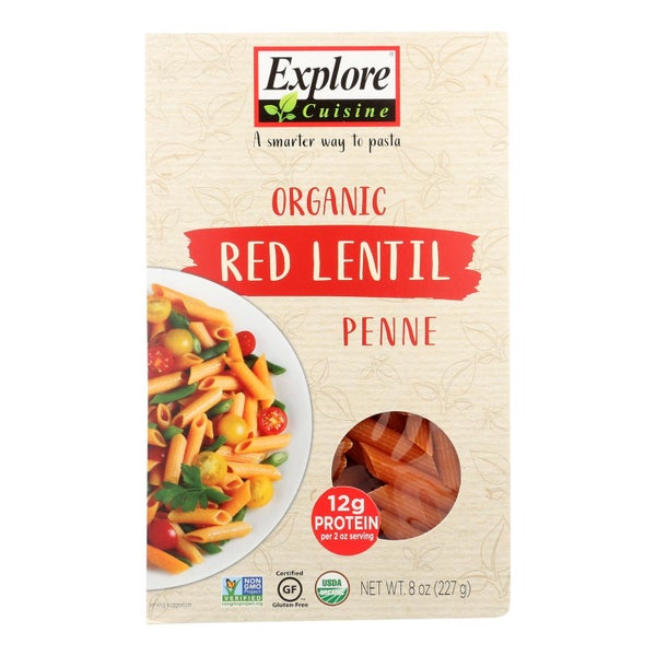 6-PACK OF Pasta Penne Red Lentil Organic Explore Cuisine 8 oz