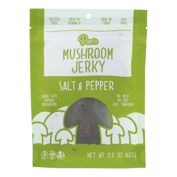 6-PACK OF Plantbased Jerky Mushroom Salt & Pepper Pan's 2.2 oz