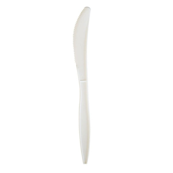 1000-PACK OF Boardwalk Mediumweight Wrapped Polypropylene Plastic Knife - 5.86 Inch White Cutlery (1000 Count) for Events and Takeout