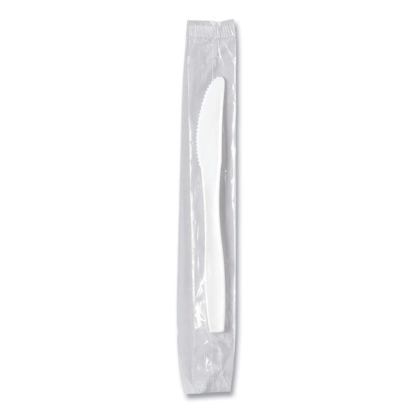 1000-PACK OF Cutlery Plastic Regal Mediumweight Plastic Cutlery Knife - Individually Wrapped White Utensils (1000 Count) for Events and Food Trucks