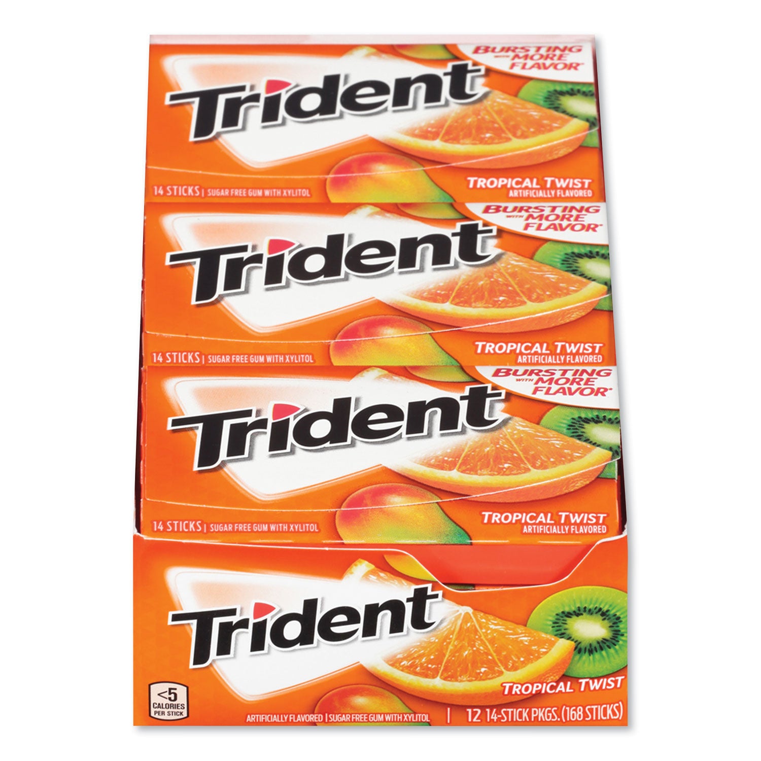 12-PACK OF GUM SUGARLESS TROPICAL TWIST