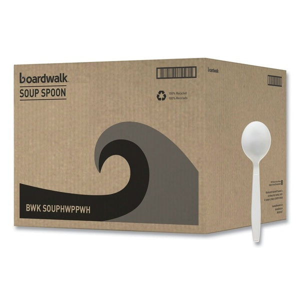 1000-PACK OF Cutlery Plastic Boardwalk Heavyweight Polypropylene Soup Spoon - White, 1000 Count for Events and Takeout
