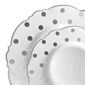 120-PACK OF Plate Set White Silver Dots
