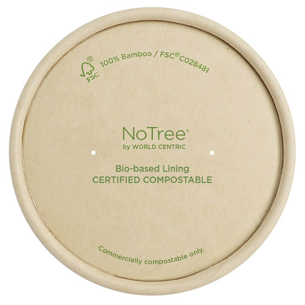 500-PACK OF BOWL CMPSTBL World Centric Kraft Paper Lids | Fits 12 - 32 oz World Centric Paper Bowls | 500 Count