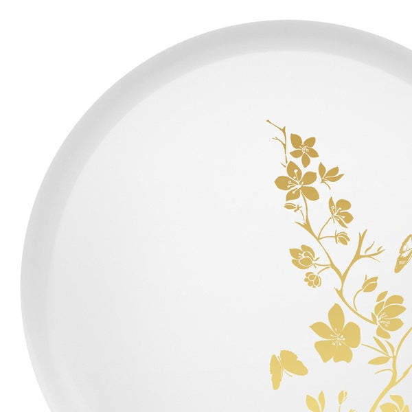 12-PACK OF Plate Dinner 10" White-Gold Plast