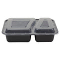 150-PACK OF Container Takeout Karat150 sets 30 oz PP Plastic Microwavable Rectangular Food Containers & Lids, Black, 2 Compartments