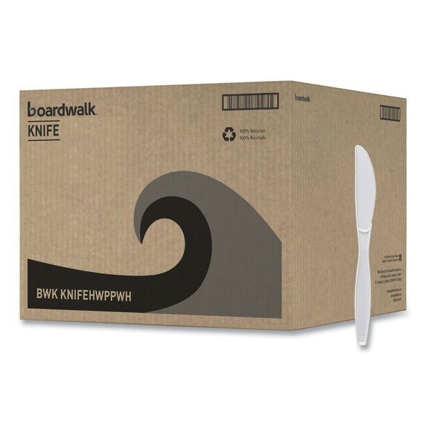 1000-PACK OF Cutlery Plastic Boardwalk Heavyweight Polypropylene White Knife - 1000 Count for Versatile Dining Solutions